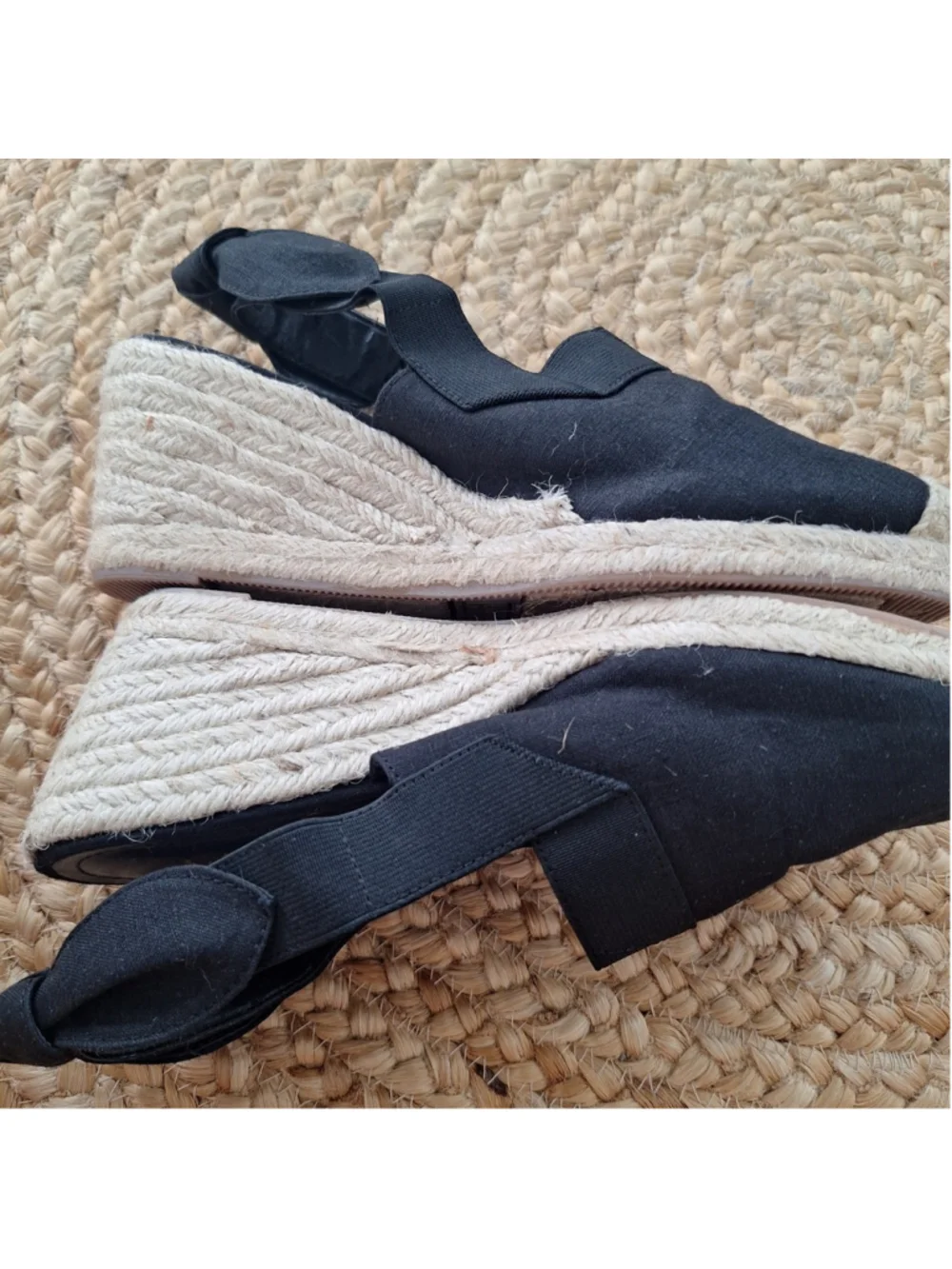 Ralph Lauren Helma Espadrille Slingback Wedge Sandals Black Women’s Size 6.5B